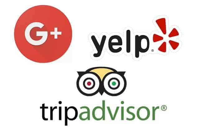 google plus yelp and trip advisor