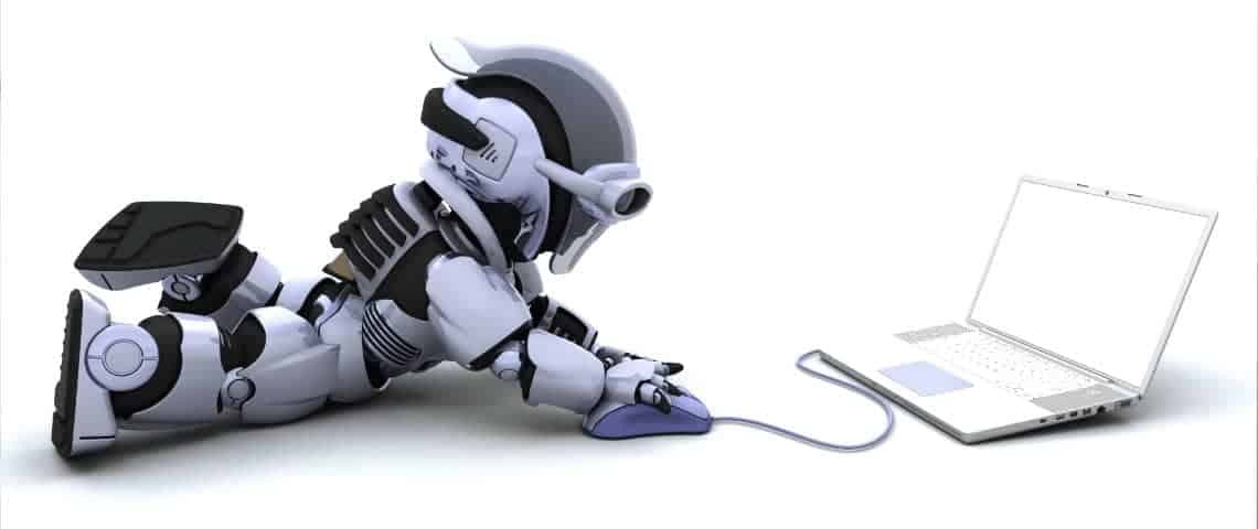 robot using a laptop